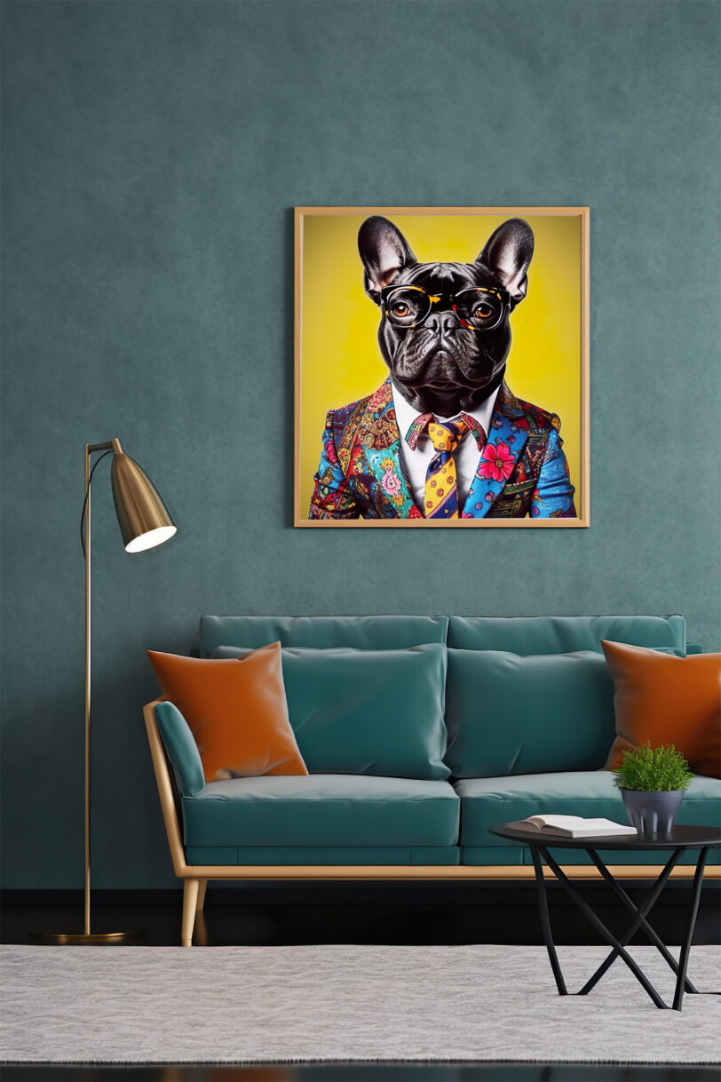 Digitaler Download Französische Bulldogge „Frenchie“ portrait, Deko Art, Bulldoggen Anzug Art Design