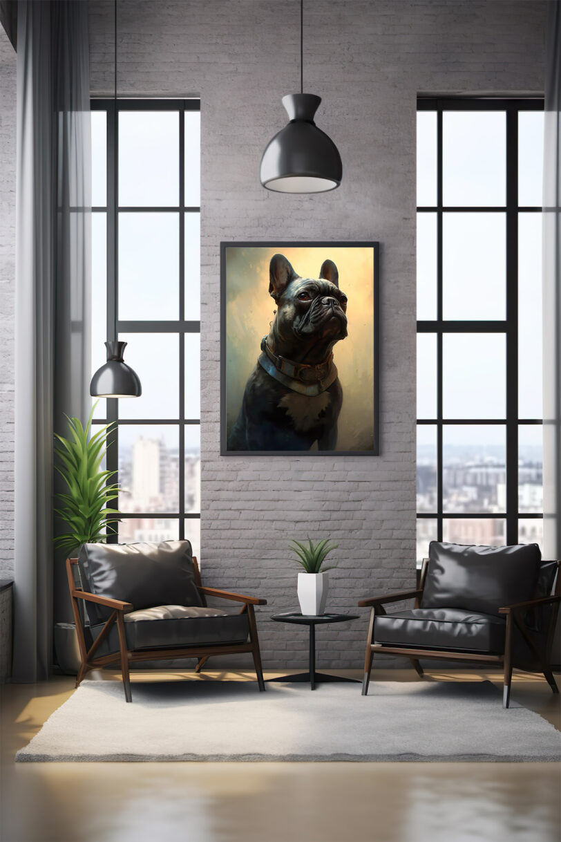 Digitaler Download Französische Bulldogge Deko Frenchie Portrait