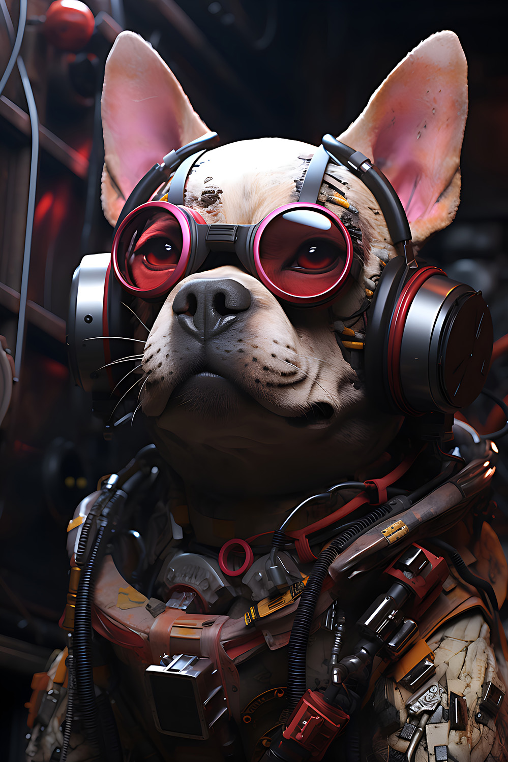 Französische Bulldogge im Cyberpunk Design