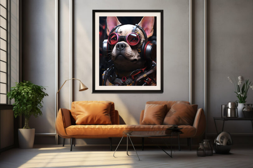 Französische Bulldogge im Cyberpunk Design