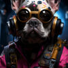 Französische Bulldogge im Cyberpunk Design