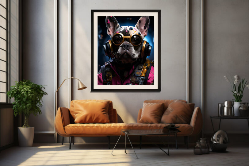 Französische Bulldogge im Cyberpunk Design