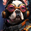 Französische Bulldogge im Cyberpunk Design