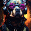 french bulldog in Cyberpunk Design