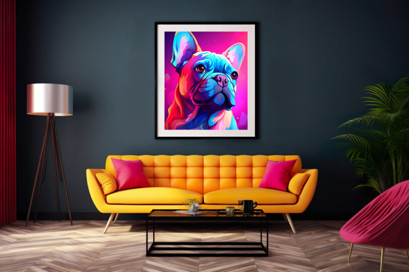 Französische Bulldogge im Popart Design