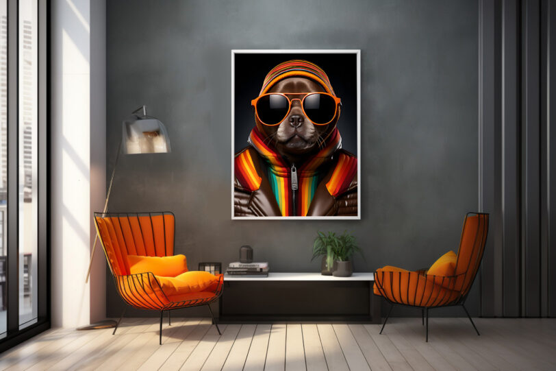 Französische Bulldogge im Popart Design