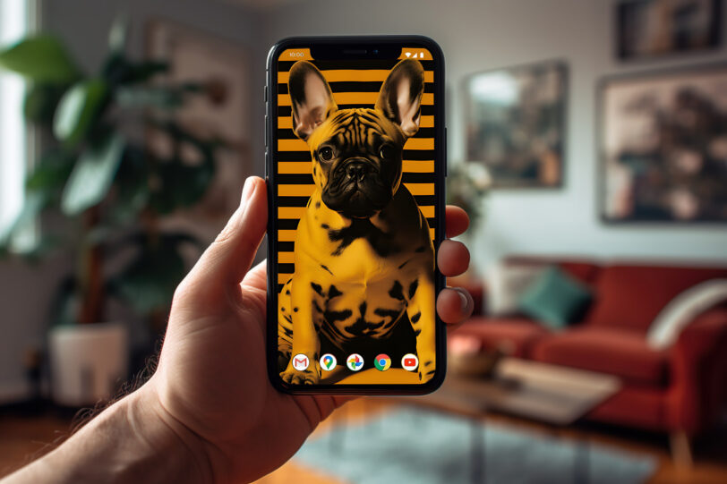 Französische Bulldogge im Popart Design