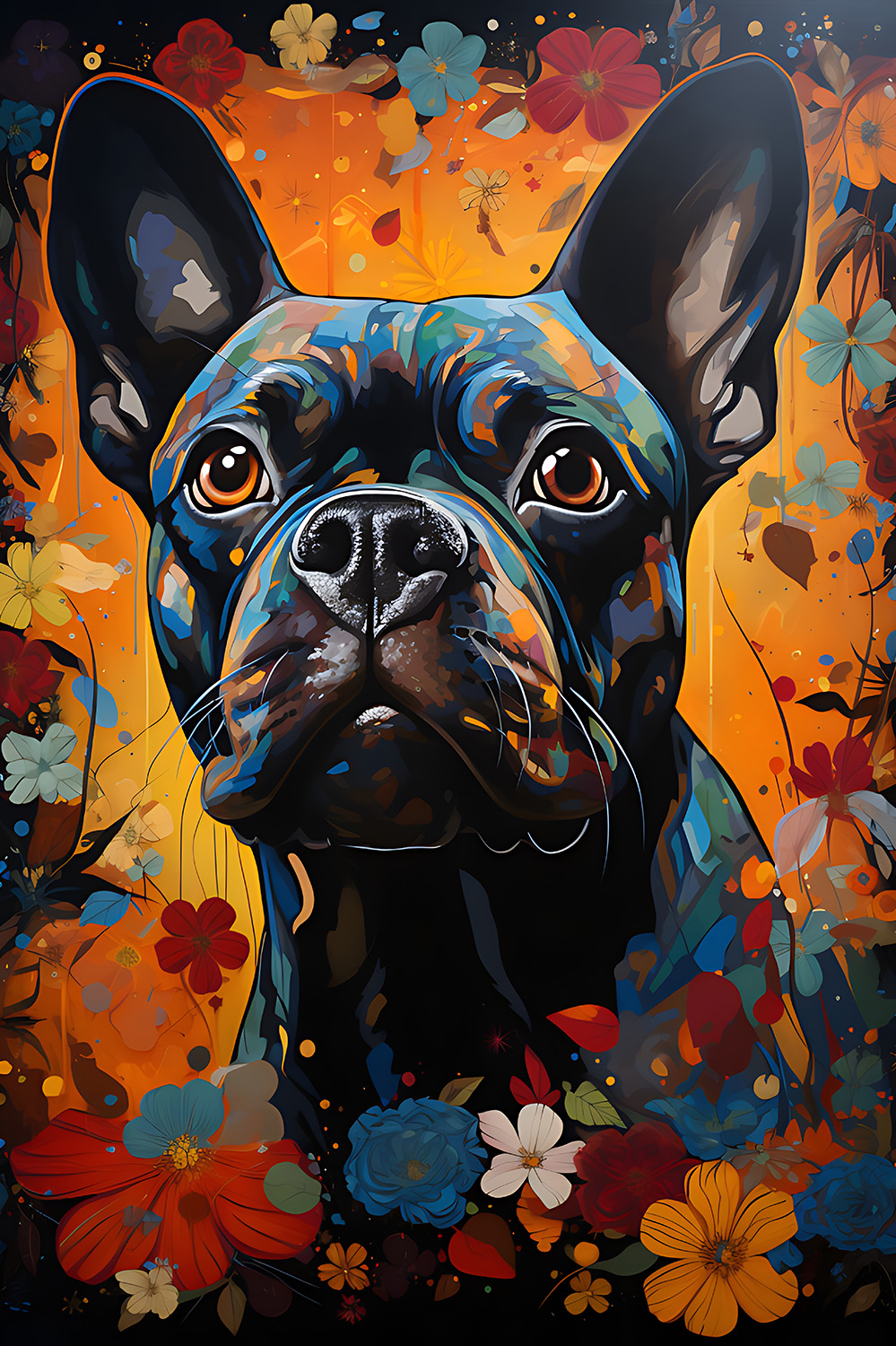 Französische Bulldogge im Popart Design