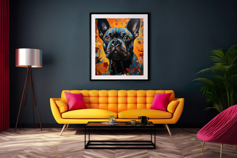 Französische Bulldogge im Popart Design