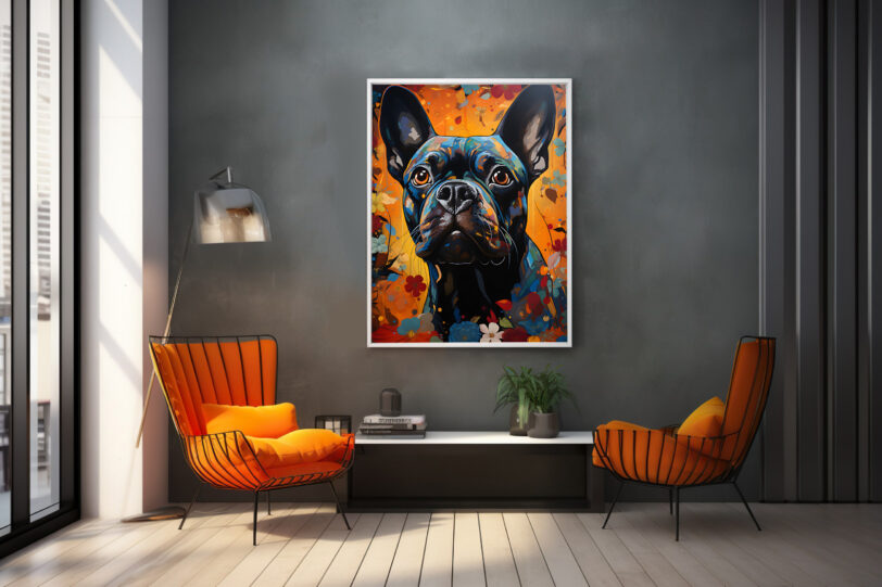 Französische Bulldogge im Popart Design