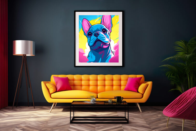 Französische Bulldogge im Popart Design