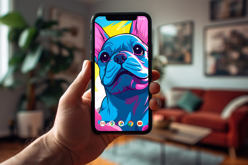 Französische Bulldogge im Popart Design