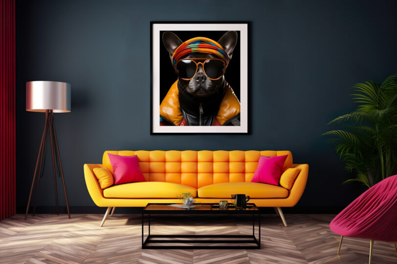 Französische Bulldogge im Popart Design