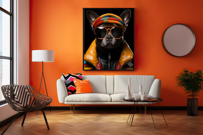 Französische Bulldogge im Popart Design