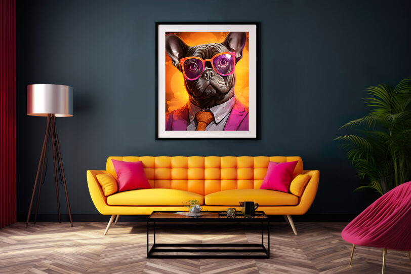 Französische Bulldogge im Popart Design