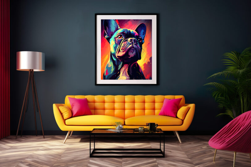 Französische Bulldogge im Popart Design