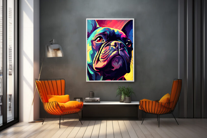 Französische Bulldogge im Popart Design