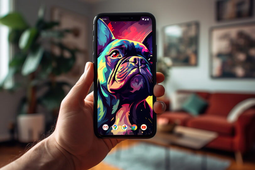 Französische Bulldogge im Popart Design