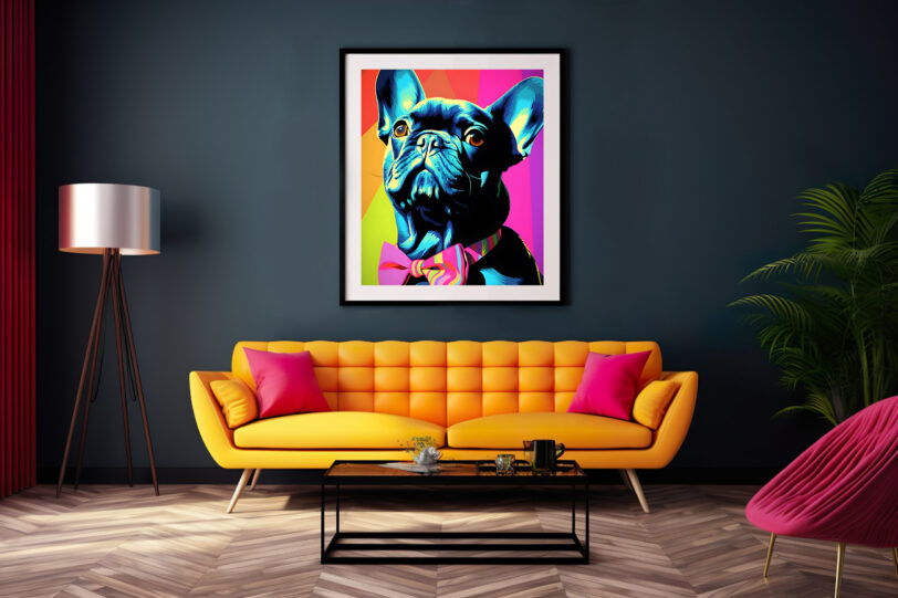 Französische Bulldogge im Popart Design