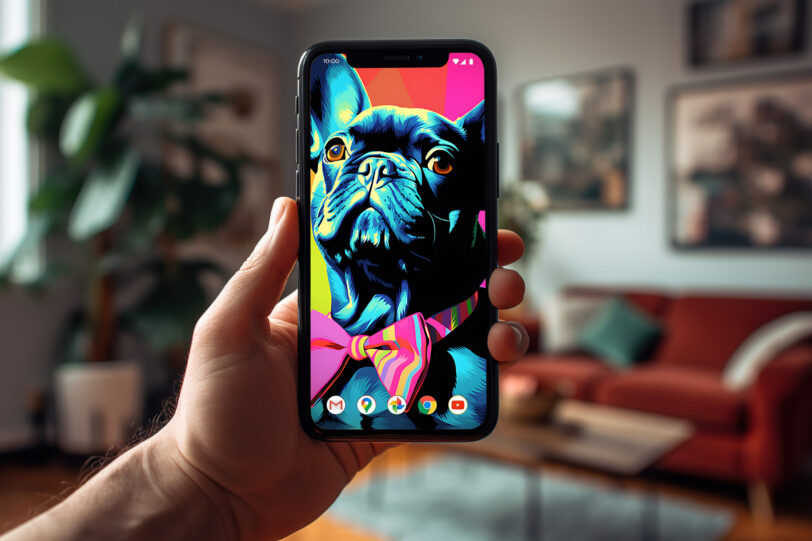 Französische Bulldogge im Popart Design