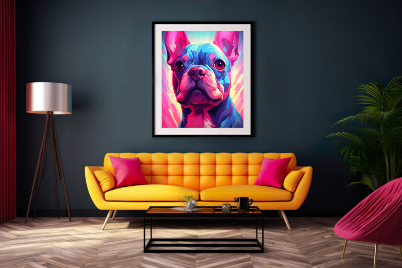 Französische Bulldogge im Popart Design