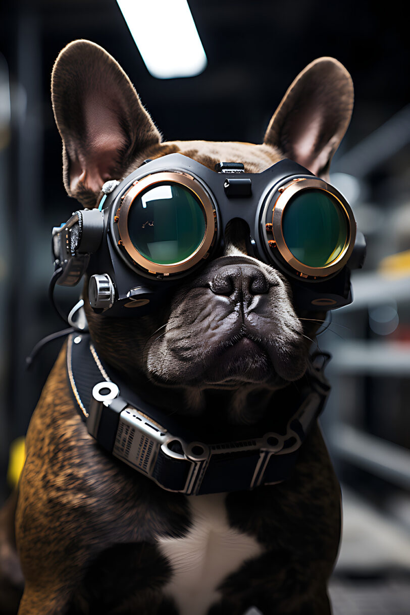 Französische Bulldogge im Steampunk Design