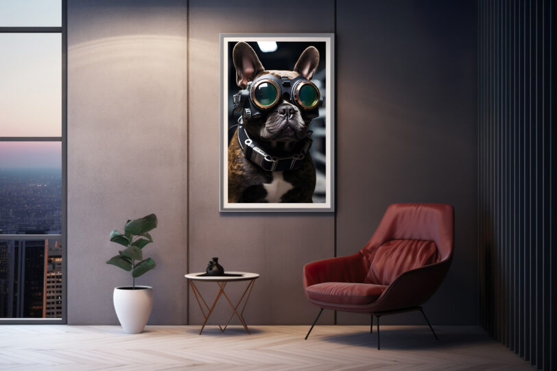 Französische Bulldogge im Steampunk Design