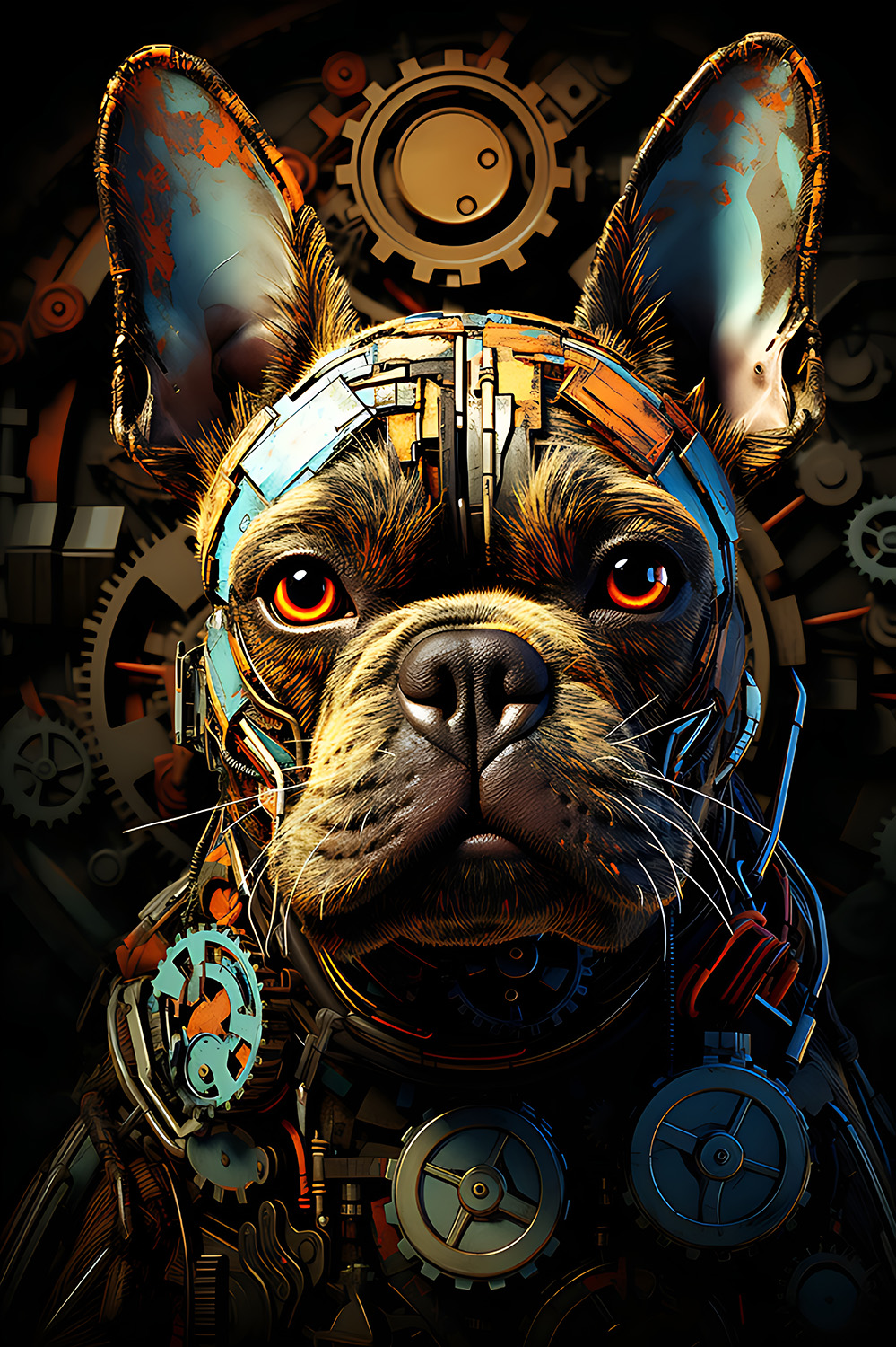 Französische Bulldogge im Steampunk Design