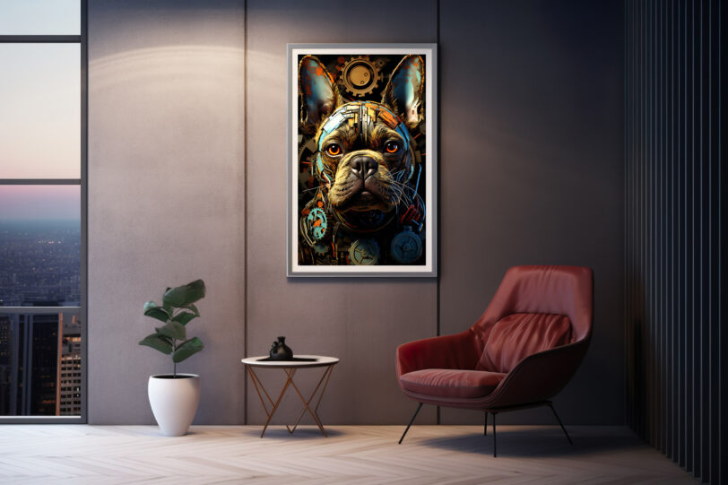 Französische Bulldogge im Steampunk Design