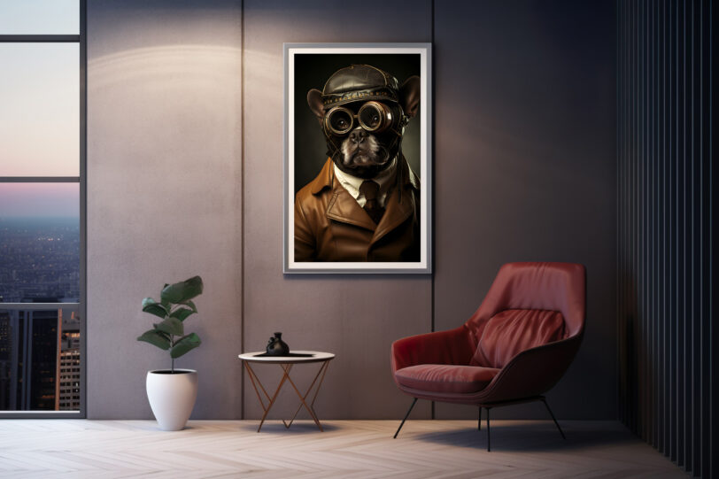 Französische Bulldogge im Steampunk Design