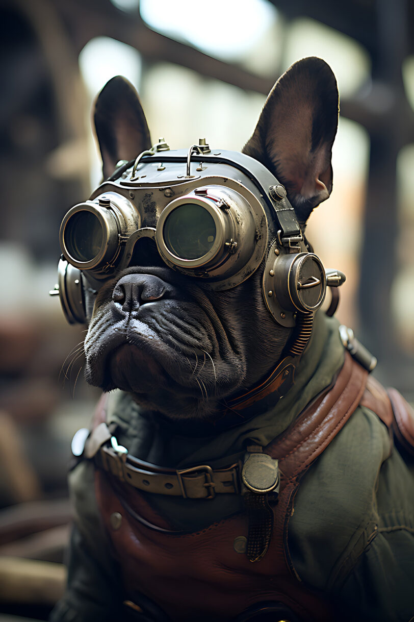 Französische Bulldogge im Steampunk Design