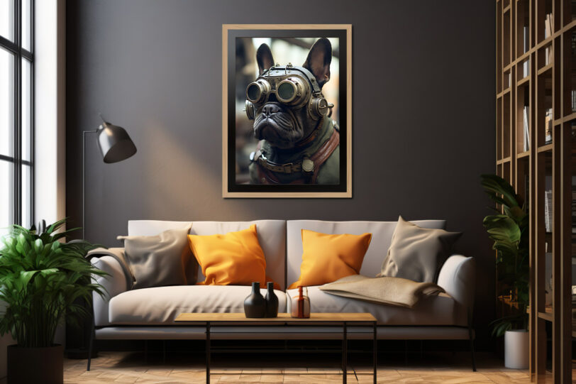 Französische Bulldogge im Steampunk Design