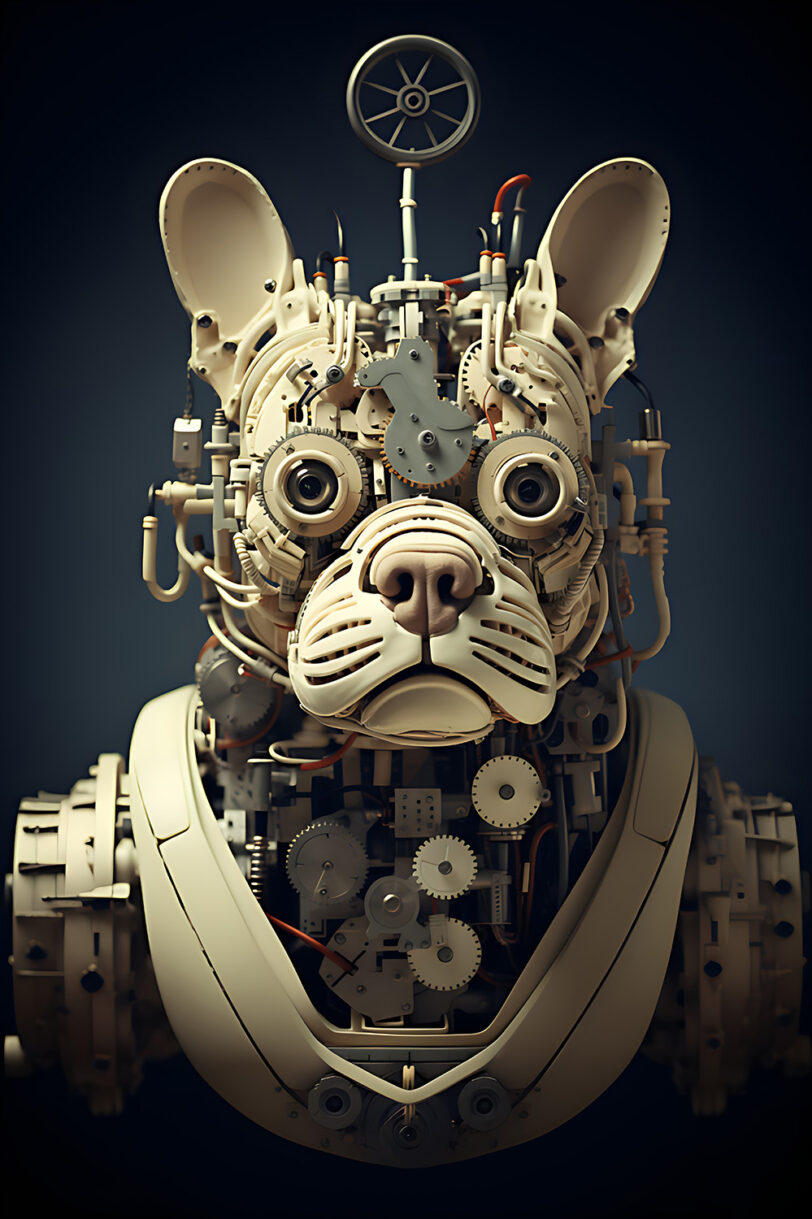 Französische Bulldogge im Steampunk Design