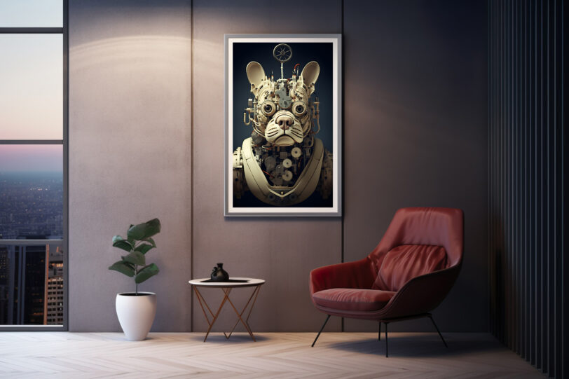 Französische Bulldogge im Steampunk Design