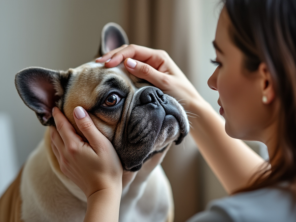 Gesichtspflege französische Bulldogge, Gesichtsfalten reinigen